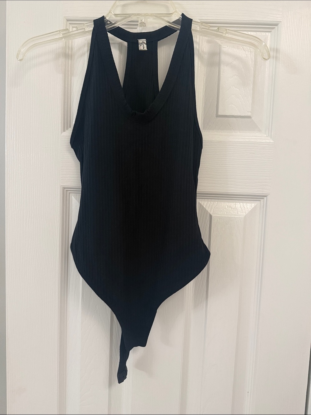 Intimately by Free People Ribbed Black Halter Bodysuit